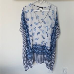 Tommy Bahama Blue and White Paisley Swim Coverup